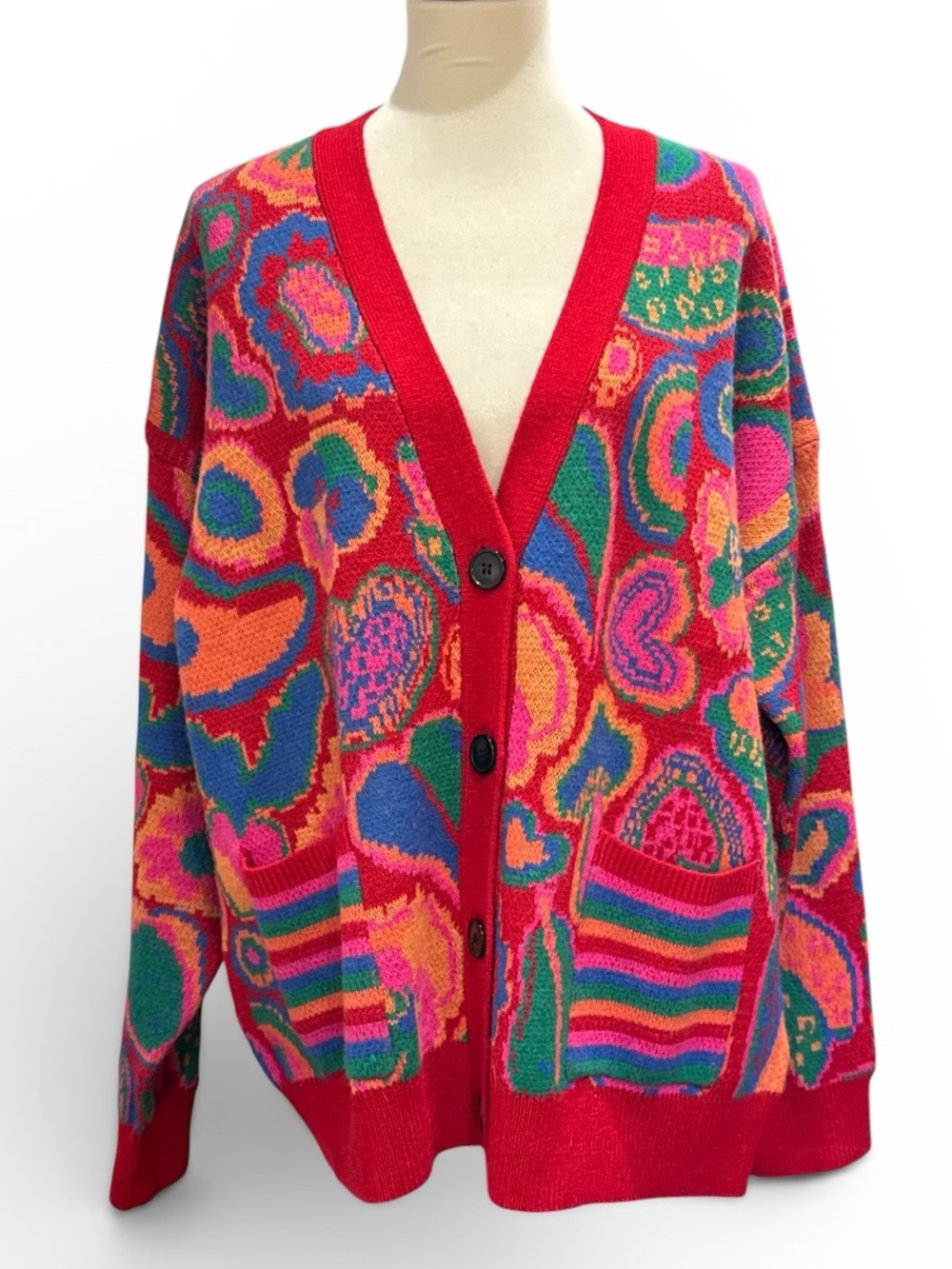 FARM Rio Red Multicolor Abstract-Print Cardigan - Picture 2 of 6